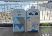海南景區海邊烤漆不銹鋼分類垃圾桶