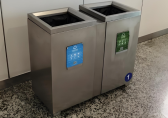 室內地鐵站兩連體不銹鋼垃圾桶與城市文明的融合