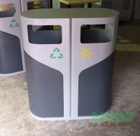 戶外現代時尚鋼制分類垃圾桶