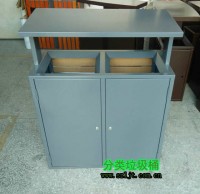 戶外方形鋼木環衛垃圾桶