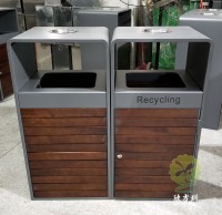 戶外組合式分類鋼木垃圾箱