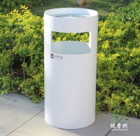 噴塑白色圓柱形不銹鋼果皮箱