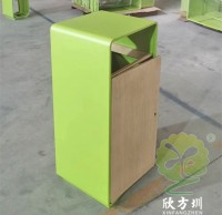 室內戶外轉木紋方形不銹鋼垃圾桶