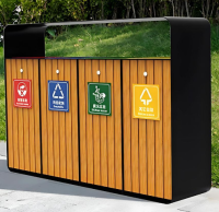 園林之雅，分類之美定制鋼木四分類垃圾箱的詩意棲居