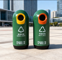 圓柱形組合式玻璃鋼分類(lèi)垃圾桶落地紀(jì)實(shí)