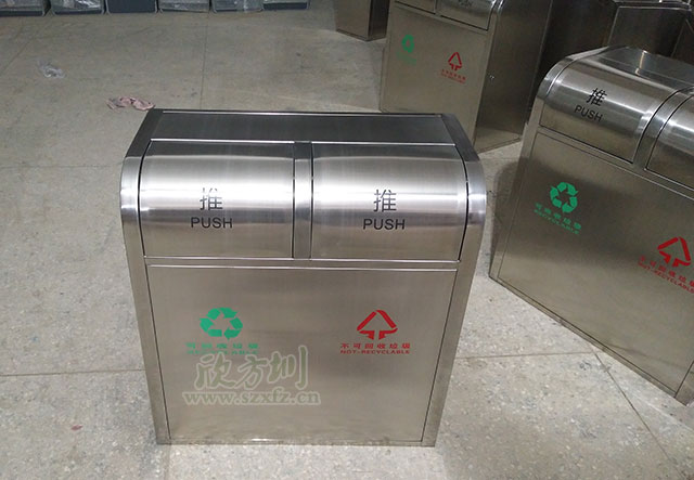 推蓋不銹鋼垃圾桶