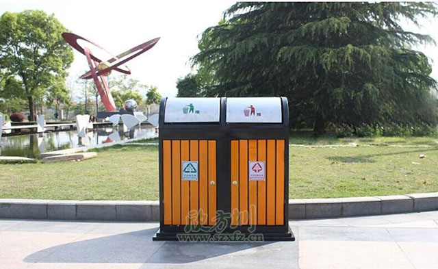 推蓋鋼木垃圾桶