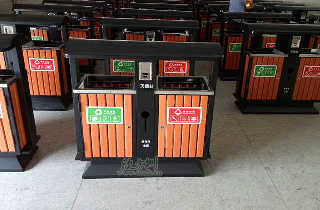 街道鋼木垃圾桶